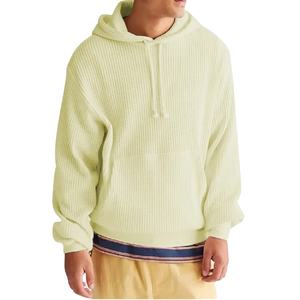 <b>Men's</b> Lightweight Cotton Polyester Waffle Fabric <b>Hoodie</b> Sweatshirt Custom Logo Embroidered with Solid Pattern and Hooded Collar - Product Image 1