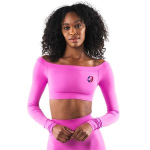 Pink <b>Womens</b> Seamless Long Sleeve Crop <b>Top</b> <b>Compression</b> Gym Shirt Fitness Yoga Workout Activewear Stretch Athletic Training Wear - Product Image 1