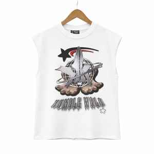 Chaleco informal para hombre, negro, lavado al ácido, extragrande, resistente, para fitness, cuello redondo, sin mangas, con estampado digital personalizado - Product Image 2