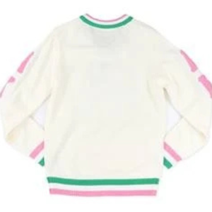 เสื้อสเวตเตอร์คอวีสีขาวชมพูเขียว แขนยาว ถักนิตติ้ง สวมใส่สบายๆ ชุดกีฬา ชุดทีม แฟชั่น เสื้อผ้าผู้หญิง เสื้อท่อนบนทันสมัย - Product Image 5