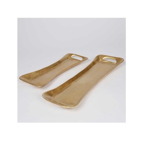 Luxury <b>Gold</b> Aluminum Rectangle <b>Serving</b> <b>Tray</b> with Handle for Party and Home Kitchen Use - Product Image 2