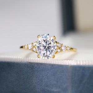 แหวนมอสซาไนต์ เงินแท้ 925 ชุบทอง 14K แหวนหมั้น แหวนแต่งงาน สำหรับผู้หญิง ของขวัญ - Product Image 6