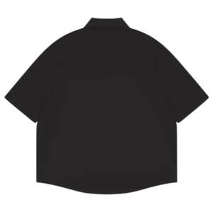 เสื้อเชิ้ตโอเวอร์เชิ้ตแขนสั้นผู้ชายไซส์ใหญ่ ซิปหน้า สไตล์ลำลอง สตรีทแวร์ สีดำล้วน รับผลิตตามแบบ (OEM) ขายส่ง - Product Image 2