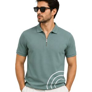 Camiseta Polo de Punto Tipo Waffle Verde Salvia Personalizada para Hombre, Transpirable, de Manga Corta, Informal, para Golf, Tenis, Ropa de Verano - Product Image 1