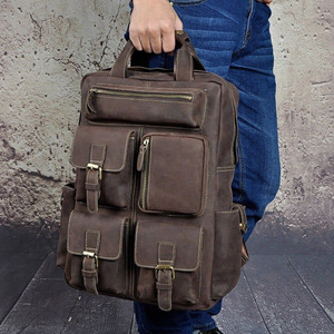 Best Quality Original Leather <b>Waterproof</b> Heavy Duty Unisex Travel Casual <b>Backpack</b> Daypack Rucksack Fashion College <b>School</b> Bags - Product Image 3