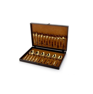 Juego de Cubiertos de Lujo de 24 Piezas de Acero Inoxidable Chapado en Oro, Juego de Cubiertos de Mesa Real con Acabado Espejo, Cuchara, Tenedor y Cuchillo Dorados, Regalo de Boda - Product Image 2