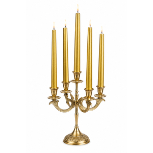 Prix de gros exclusif : Candelabre métallique à 5 bras doré, style vintage de luxe, pour centre de table de mariage et décoration de table - Product Image 1