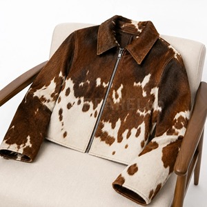 Veste en cuir PU marron pour homme, respirante, col montant, coupe classique, style HIGH STREET, fermeture éclair, pour l'hiver - Product Image 5