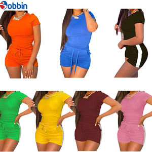 Conjuntos de Verano para Mujer, Conjuntos Cortos a la Moda, Conjunto de 2 Piezas a Rayas, Top Corto sin Mangas y Pantalones Cortos por Encima de la Rodilla, Diseño Sólido - Product Image 6