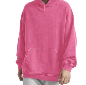 เสื้อฮู้ดดี้โอเวอร์ไซส์ผู้ชาย สีชมพูล้วน ผ้าฝ้ายฟลีซ สวมใส่สบายในฤดูหนาว ทรงปกติ มีกระเป๋า ผ้าถัก เป็นมิตรกับสิ่งแวดล้อม ระบายอากาศได้ดี - Product Image 4