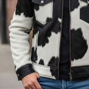 Best Quality Men's Cow Hide Genuine Leather <b>Jacket</b> with Stand <b>Collar</b> and Front Logo for Winter use - Product Image 5