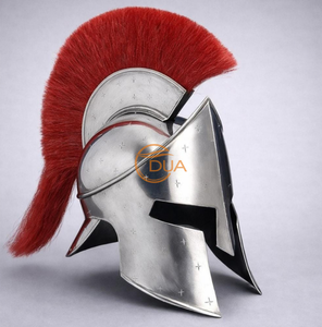 Casco de Armadura Corintia Griega Medieval con Penacho Rojo para Diseño de Caballero, Hierro Plateado Pulido, Halloween, Navidad - Product Image 2