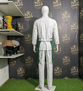 Delantal de Algodón Verde Tejido con Bolsillo Frontal, Uniforme Unisex para Camareros de Restaurante y Bar - Product Image 4