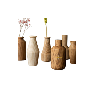 Vietchoice |   Vases en bois faits à la main, vase décoratif en bois massif naturel pour la décoration de la maison moderne et rustique - Product Image 5