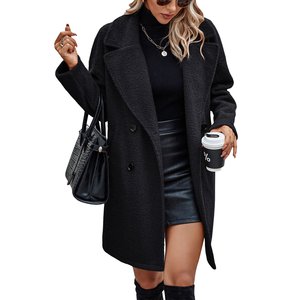 Gabardina clásica para mujer con cuello de solapa, abrigo largo con cinturón, doble botonadura, cortavientos, chaqueta de invierno personalizada - Product Image 5