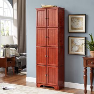 8-Door 72.4\" Tall Storage Cabinet with 4 <b>Shelves</b> Stylish Bookshelf for Living Room <b>Kitchen</b> Dining Room or Office - Product Image 4