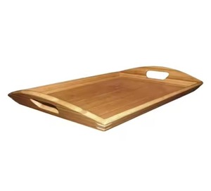 Plateau de service rectangulaire en bois de style vintage avec poignées, design minimaliste, plateaux de service en bois massif faits à la main - Product Image 5