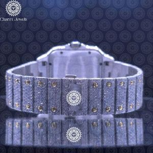 Charm_Jewels Luxury Square Quartz <b>Watch</b> Stainless Steel Case <b>Diamond</b> Bezel Analog Dial Luminous Unisex - Product Image 5