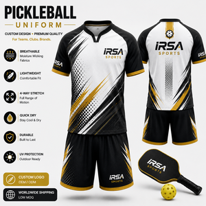 IRSA SPORTS Men's Sublimated Pickleball Jersey Set V-Neck Short Sleeve Moisture Wicking <b>Athletic</b> Uniforms - Product Image 1
