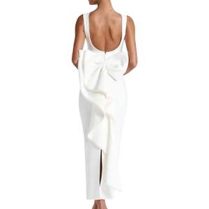 Vestido Largo Blanco sin Mangas, Elegante, con Detalle en la Espalda, para Invitadas de Boda, Formal, de Poliéster y Spandex, para Eventos Nocturnos - Product Image 2