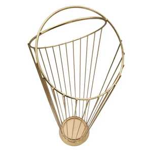 Luxury Gold Metal Umbrella Stand Mesh Entryway Walking Stick Holder Modern Brass Finish Tall Cane Storage Rack with Drip Tray - Product Image 6