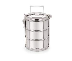 Boîte à lunch isotherme en acier inoxydable de haute qualité à 3 niveaux avec poignée et verrous latéraux, boîte à lunch thaïlandaise - Product Image 3