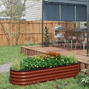 Brown Galvanized 6.4 ft Planter Boxes with Safety Edging for <b>Vegetable</b> Gardening and Nursery <b>Pots</b> - Product Image 2