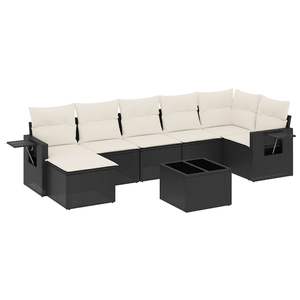 Ensemble de canapés de jardin en rotin PE noir avec structure en acier thermolaqué et verre trempé, mobilier d'extérieur haut de gamme - Product Image 2