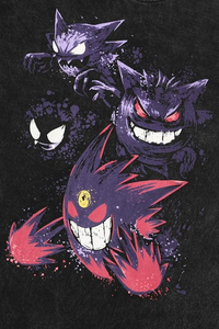 Camiseta Negra Extra Grande de Manga Corta con Cuello Redondo y Estampado del Personaje Gengar, Camiseta Informal de Algodón Jersey - Product Image 4