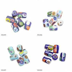Cuentas de Cristal Murano Millefiori Redondas de 16mm con Base Blanca para la Fabricación de Joyería, Venta al Por Mayor - Product Image 4