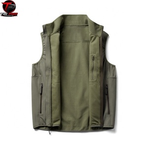 Gilet utilitaire softshell pour homme, col montant, fermeture éclair intégrale, poche poitrine zippée, imprimé forêt, pour la chasse, la pêche et les voyages - Product Image 2
