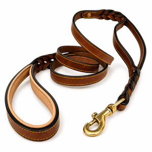 Ergonomic <b>Padded</b> Leather Dog Leash Soft Grip Braided Lace Luxury Fashion Simple Daily <b>Walking</b> Pet Accessories - Product Image 5