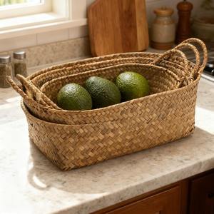 <b>Stackable</b> Woven Organizer Set Of 3 Handmade Storage <b>Basket</b> Wholesale eco-friendly Made in Vietnam - Product Image 6