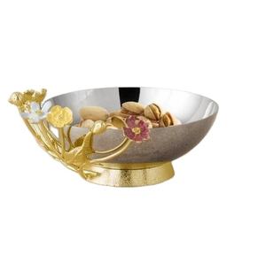 Cuenco de Metal con Diseño Floral Tradicional y Soporte para Uso en Cocina, Hotel, Restaurante, Servicio y Decoración de Mesa, Decoración del Hogar - Product Image 1