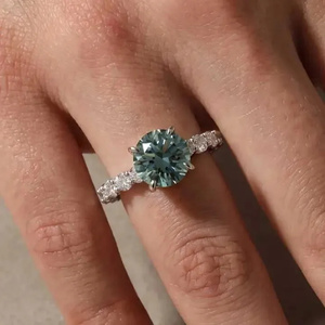 Premium Design 925 Moissanite 3.0Ct Cut Green Stone Wedding Engagement Ring Women's VVS Clarity Gold Plated Hidden. - Product Image 6