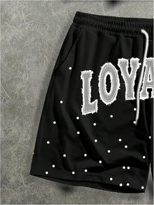 เสื้อยืดสีขาวแบบยูนิเซ็กซ์พร้อมลายพิมพ์ Loyalty และกางเกงขาสั้นตาข่ายสีดำ ชุดสตรีทแวร์ลำลองฤดูร้อน ผ้าฝ้ายระบายอากาศได้ดี - Product Image 5