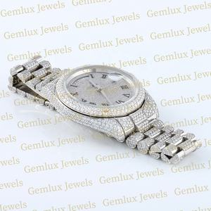 Probador de diamantes de calidad superior, fecha automática, esfera romana D VVS, Diamante de moissanita completamente helado, reloj de Hip Hop blanco completo para hombre - Product Image 6