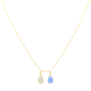 Collar de Calcedonia Natural con Diseño Único, Chapado en Oro de 22K, Forma de Pera, Joyería Delicada Hecha a Mano para Mujer, Venta al Por Mayor - Product Image 1