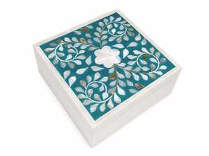 Boîte de rangement de bijoux en mosaïque de perles de luxe, organisateur élégant fait à la main pour bagues, boucles d'oreilles, bracelets, accessoires et cadeaux - Product Image 5