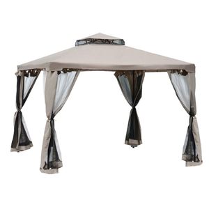 Carpa Gazebo de 3x3 Metros Color Taupe con Paredes Laterales con Mosquitera y Techo Ventilado de 2 Niveles para Jardín, Césped, Patio o Terraza - Product Image 1