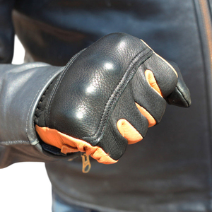 <b>Full</b> Finger Cowhide Racing Gloves With Adjustable Wrist Strap For Riding Outdoor Activities Unisex Non <b>Slip</b> Protection - Product Image 4
