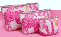 Ensemble de trousses de toilette en coton matelassé écologiques, motif floral, trousse de maquillage portable, organiseur de voyage, sacs de rangement à fermeture éclair