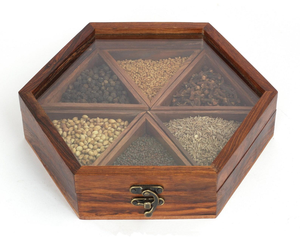 Multipurpose <b>Wooden</b> Spice <b>Box</b> with Multiple Compartments for Storing and Organizing Spices and Seasonings From India - Product Image 3