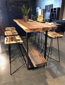 Bộ bàn ăn và ghế gỗ nguyên khối hiện đại, sang trọng, kích thước lớn, chân kim loại, phong cách rustic, nội thất phòng ăn, nhiều màu sắc - Product Image 6