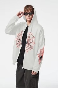 Sudadera con Capucha de Invierno con Gráfico de Araña Y2K, Sudadera con Cremallera Frontal y Logo, para Hombre y Mujer, Oversize, Estilo Urbano Vintage - Product Image 6