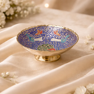 ชาม meenakari ทองเหลืองสีทองหรูหราพร้อมรายละเอียดลวดลายนกยูงมีจำหน่ายในราคาขายส่ง - Product Image 5