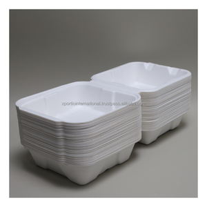 Contenedor de Alimentos Tipo Concha de Bagazo de Grado Exportación, Resistente al Aceite, Forma Cuadrada, Caja de 3 Compartimentos, Empaque en Bolsa de Polietileno para Entrega de Alimentos - Product Image 1