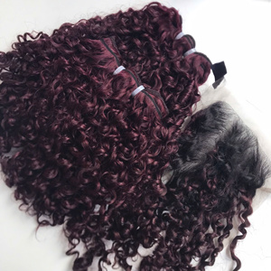 Pixie Curly Dark Burgundy, Color muy oscuro Extensiones de cabello humano Precio mayorista de fábrica - Product Image 1