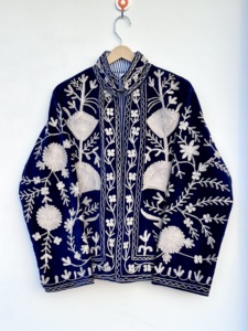Handcrafted <b>Women</b> Brown <b>Velvet</b> 100% Cotton <b>Jacket</b> Pastel Floral Suzani Hand Embroidery Elegant Open-Front Winter Coat Wholesale - Product Image 6