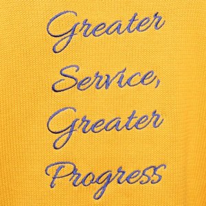 Cardigan Jaune Sigma Gamma Rho pour Femme, Manches à Rayures Bleues, Boutons, Style Premium, Pull de Sororité Grecque - Product Image 5